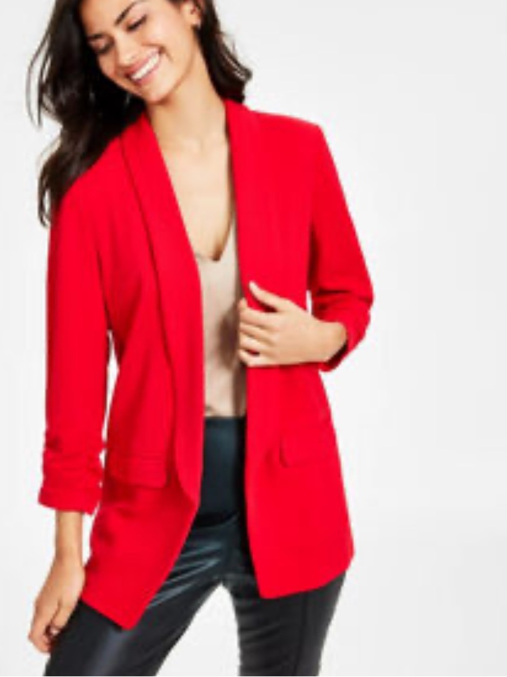 Bar III Bright Red Open-Front Blazer